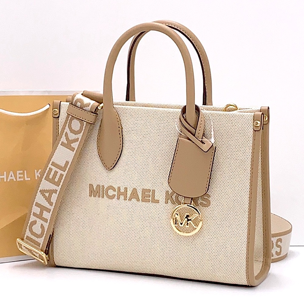 Michael Kors Mirella Small Shopper Top Zip Crossbody Bag Camel Mk Nwt